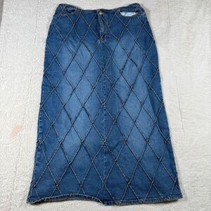 Vintage 90s The Blues Women’s Plus Size Midi Demim Skirt